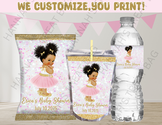 Digital Afro Baby Shower Theme Editable