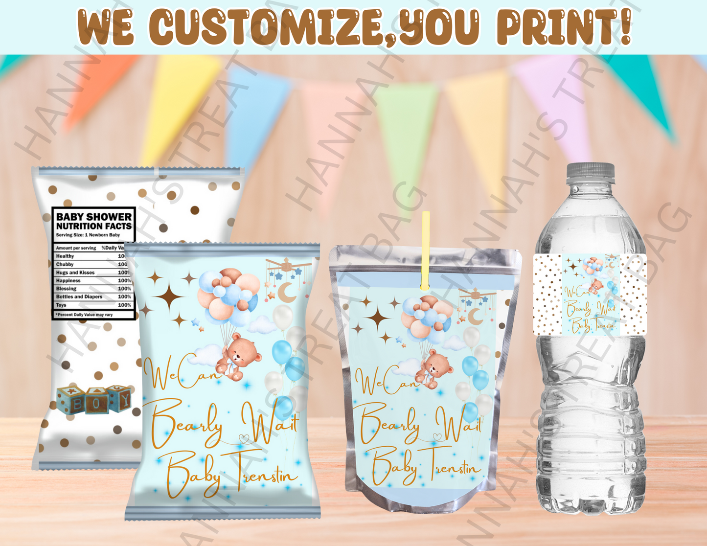 Digital We Can Bearly Wait  Theme Baby Shower Editable