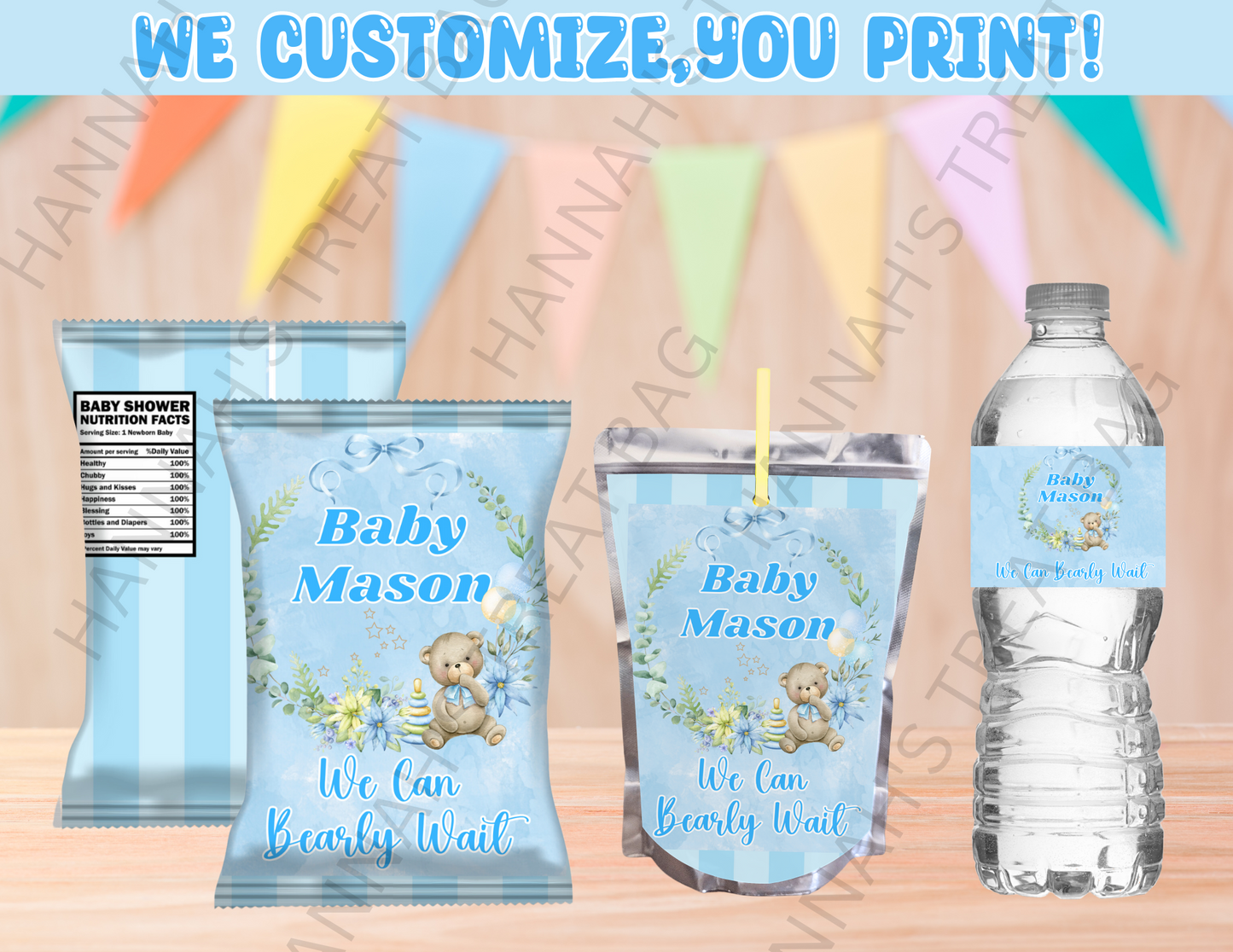 Digital Bear Theme Baby Shower Editable