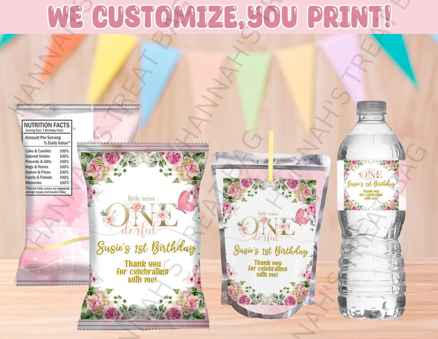 Digital Little Miss Onederful Theme Editable