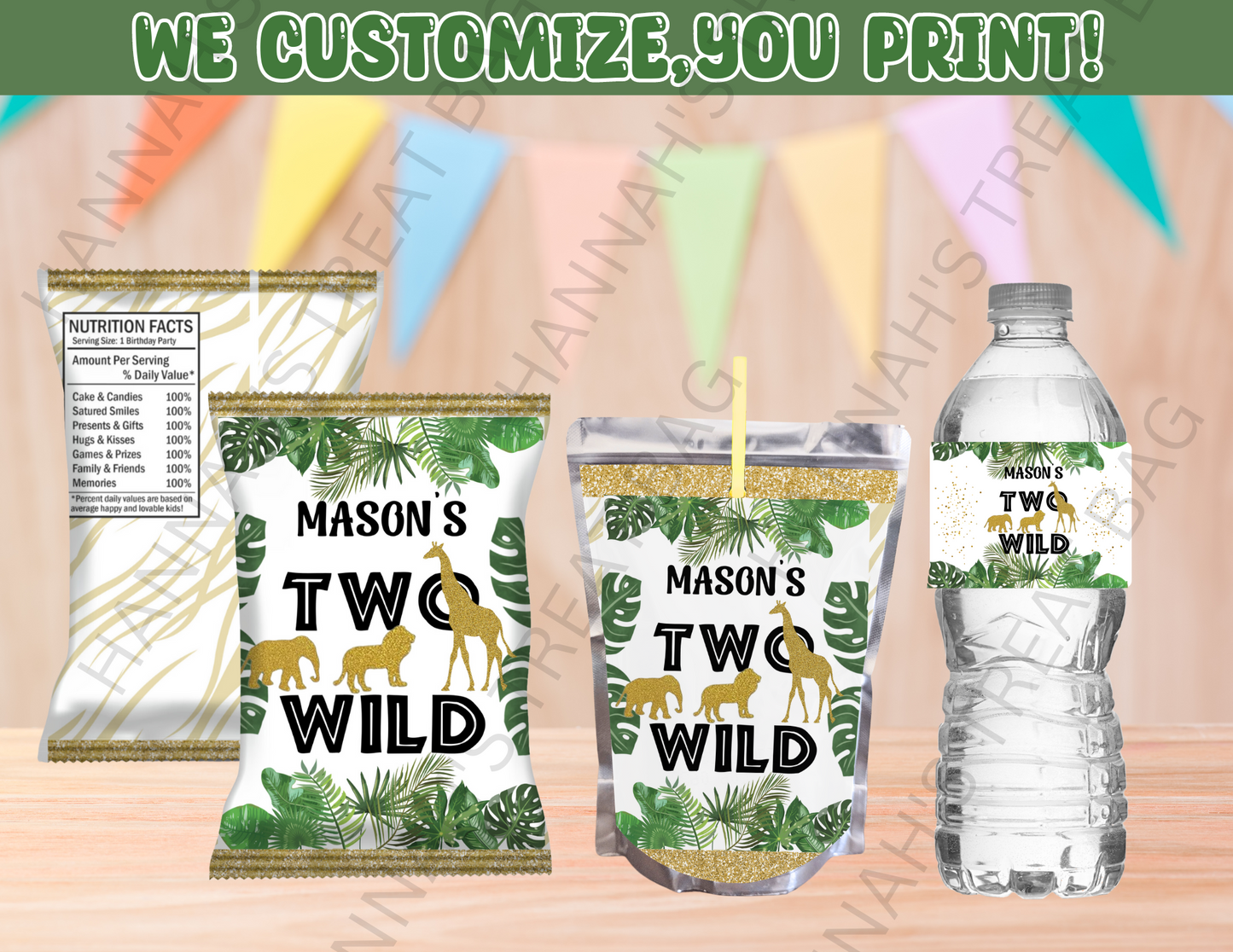 Digital Two Wild or Jungle Theme Editable